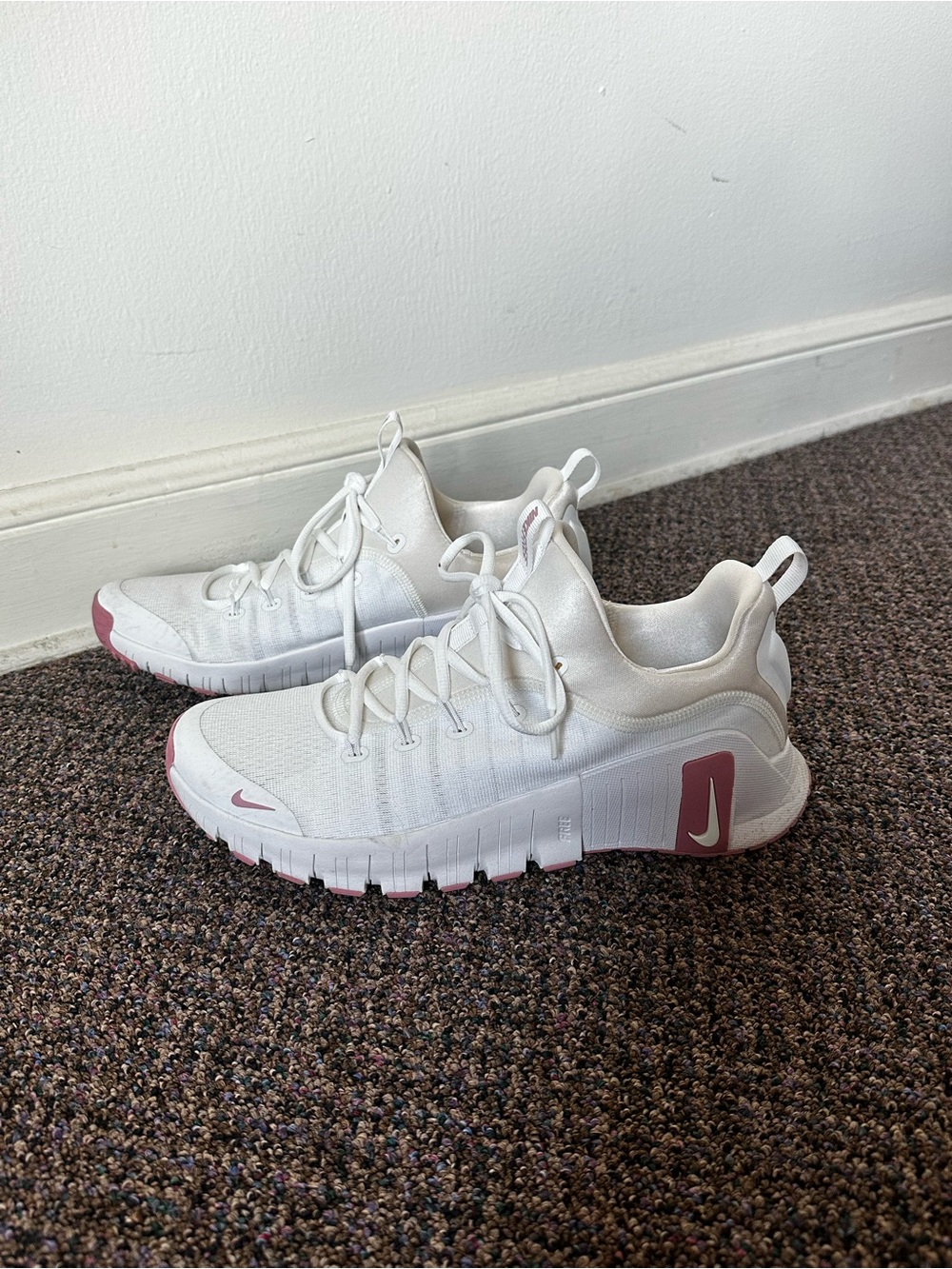 Nike Women’s White and Pink Athletic Training Shoes
